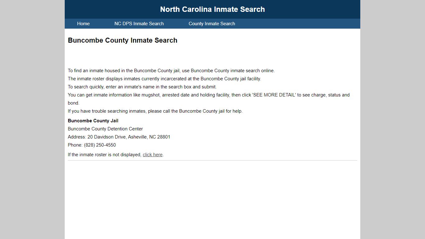 Buncombe County Inmate Search - North Carolina Inmate Search